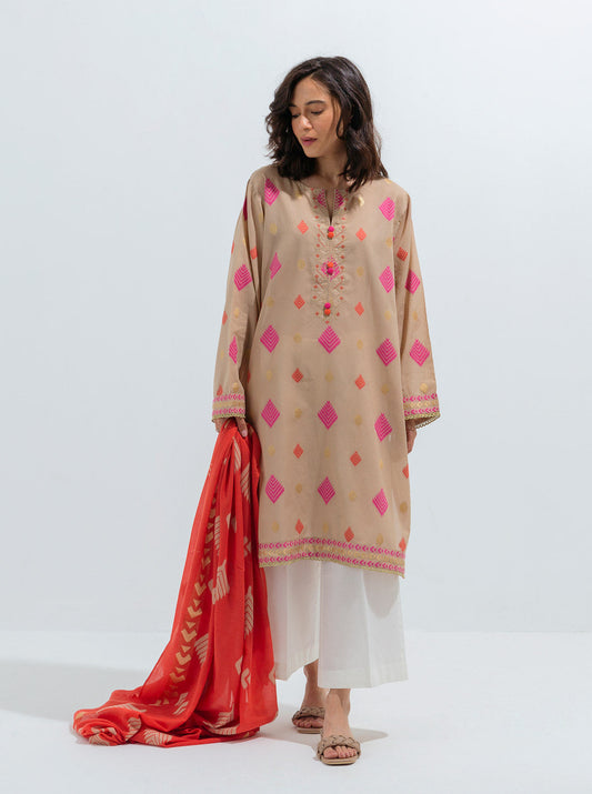 Beechtree - Embroidered Shirt With Dupatta