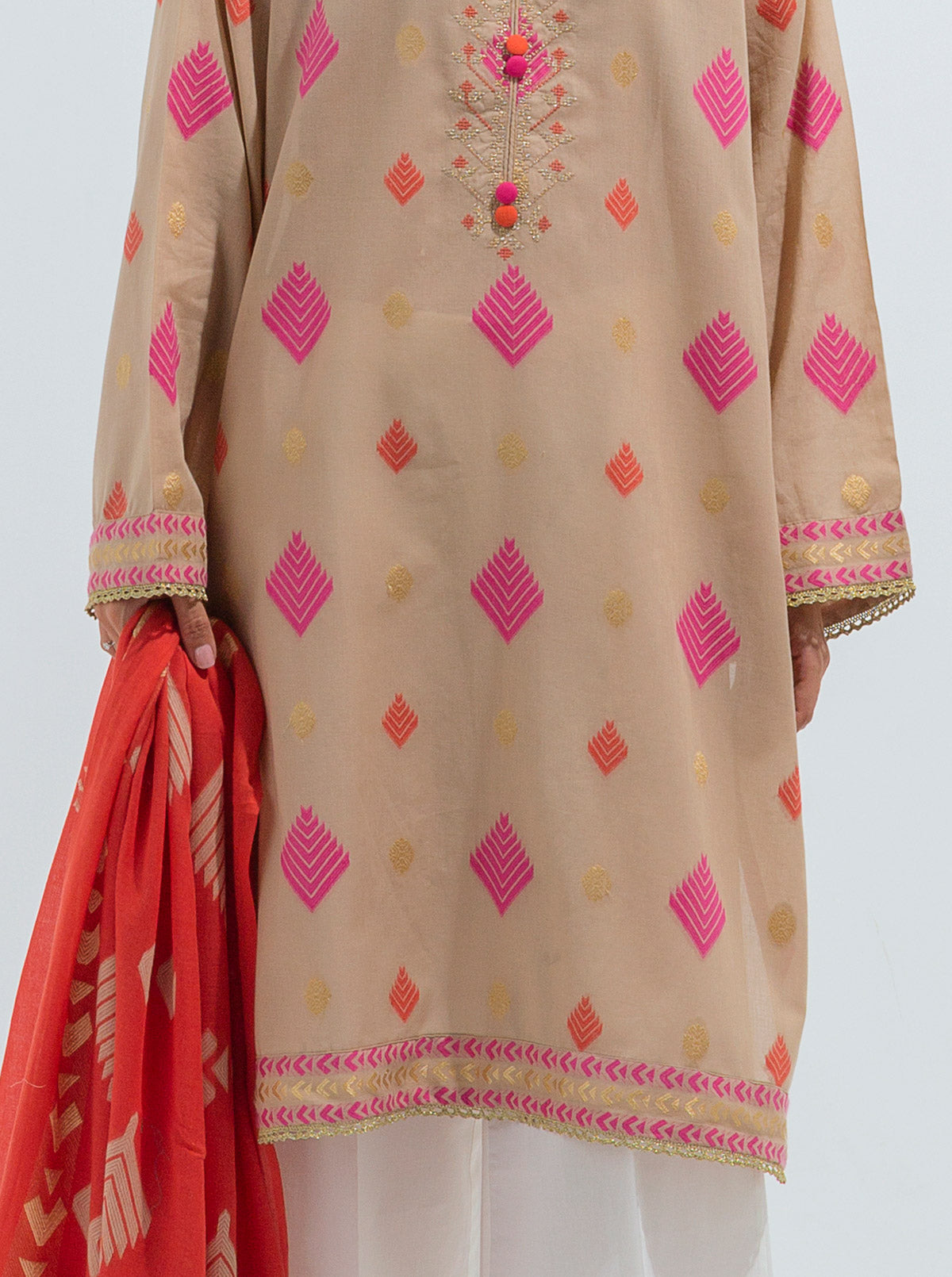 Beechtree - Embroidered Shirt With Dupatta
