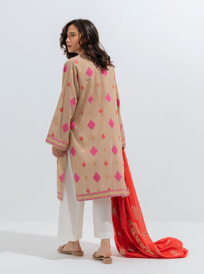 Beechtree - Embroidered Shirt With Dupatta