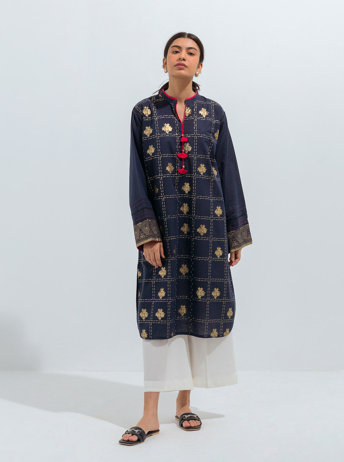 Beechtree - EMBROIDERED YARN DYED COTTON SHIRT (PRET)