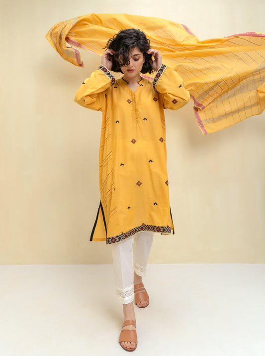 Beechtree - 2 PIECE EMBROIDERED CHAMBRAY SUIT (PRET)