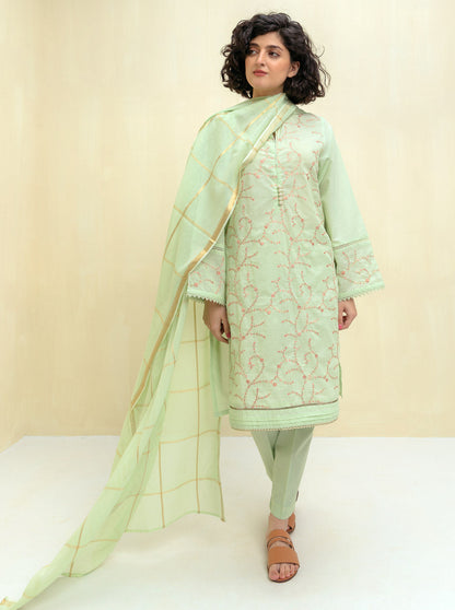Beechtree - Embroidered Shirt With Dupatta