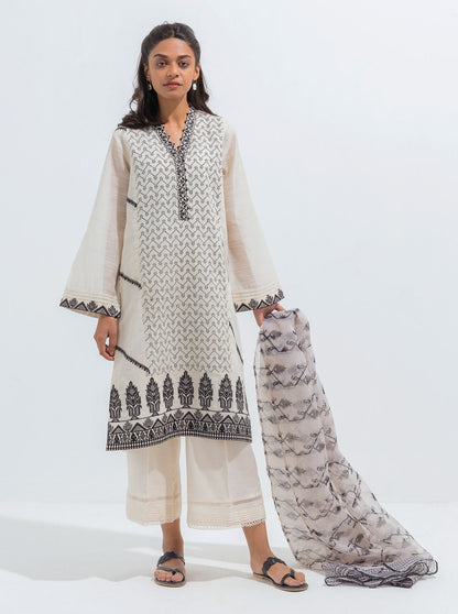 Beechtree - Embroidered Shirt With Dupatta
