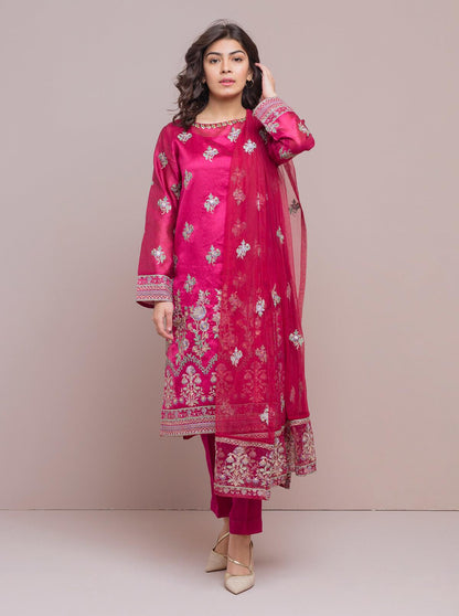 Beechtree - Embroidered Shirt With Dupatta
