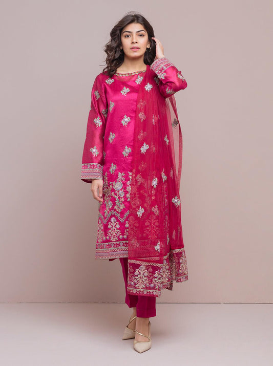 Beechtree - Embroidered Shirt With Dupatta