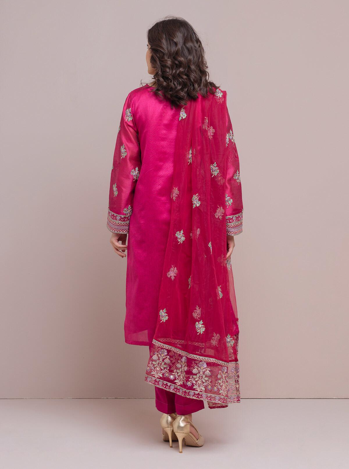 Beechtree - Embroidered Shirt With Dupatta