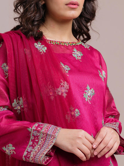 Beechtree - Embroidered Shirt With Dupatta