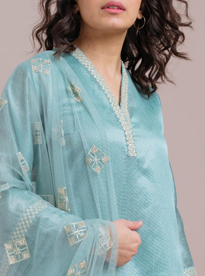 Beechtree - Embroidered Shirt With Dupatta