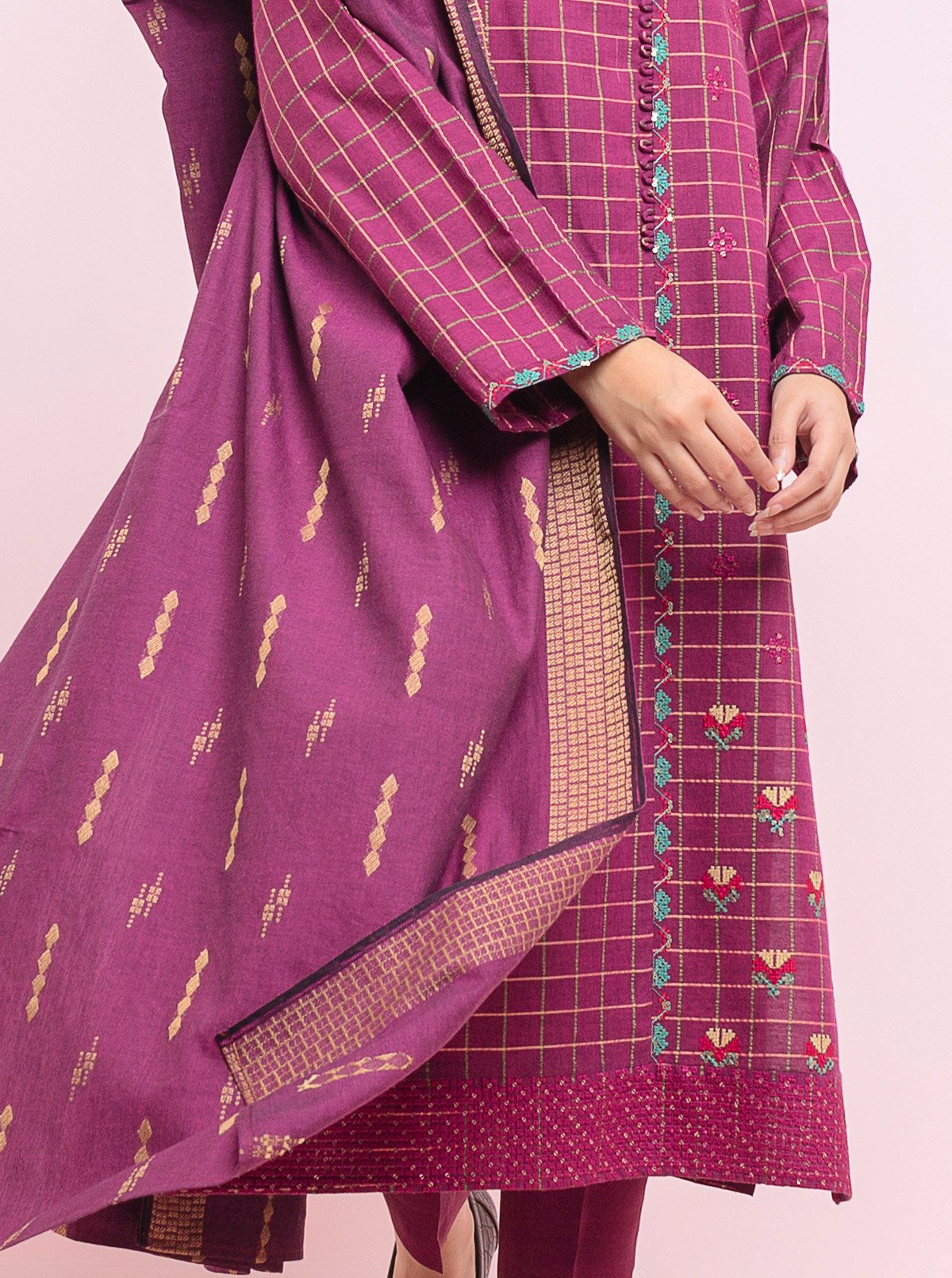 Beechtree - Embroidered Shirt With Dupatta