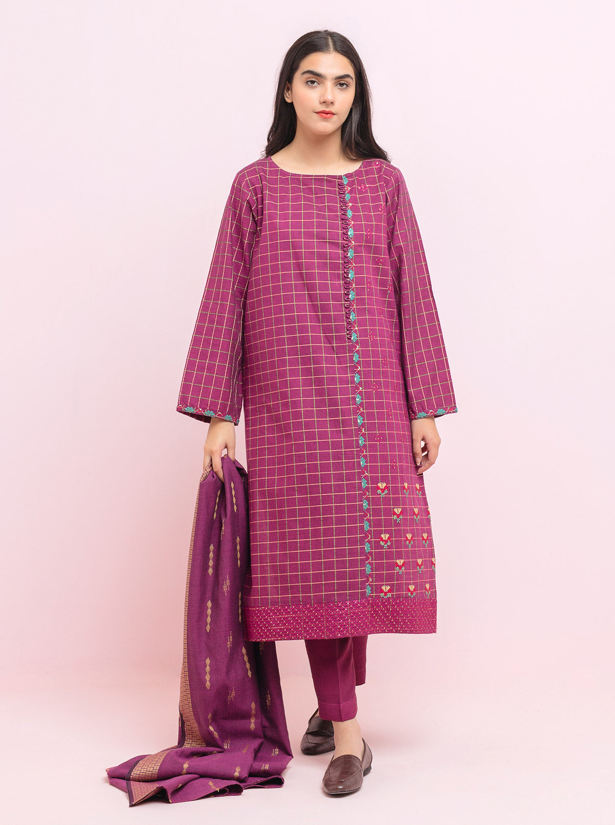 Beechtree - Embroidered Shirt With Dupatta