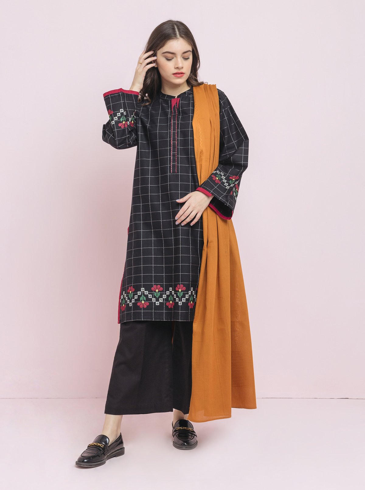 Beechtree - Embroidered Shirt With Dupatta