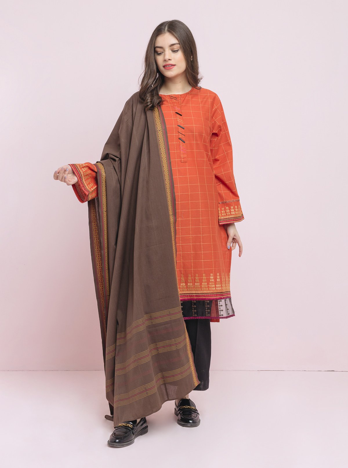 Beechtree - Embroidered Shirt With Dupatta