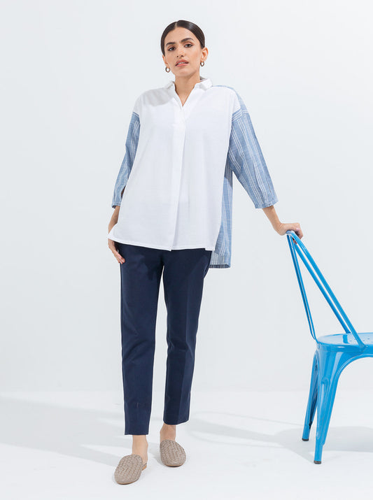 Beechtree - Striped Pique Collar Top