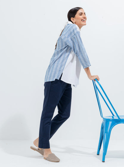 Beechtree - Striped Pique Collar Top