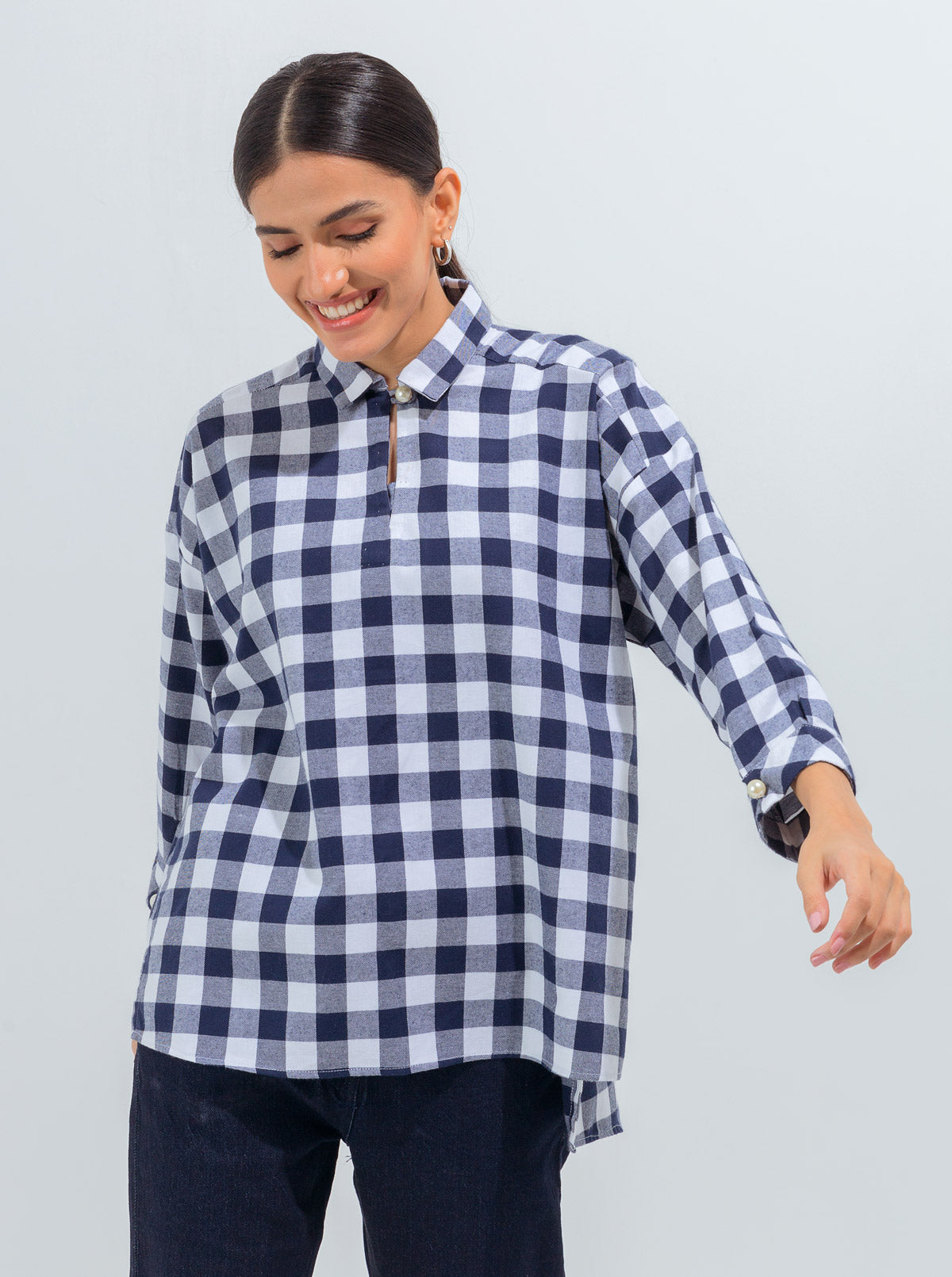 Beechtree - Flannel Check Pearl Button Top