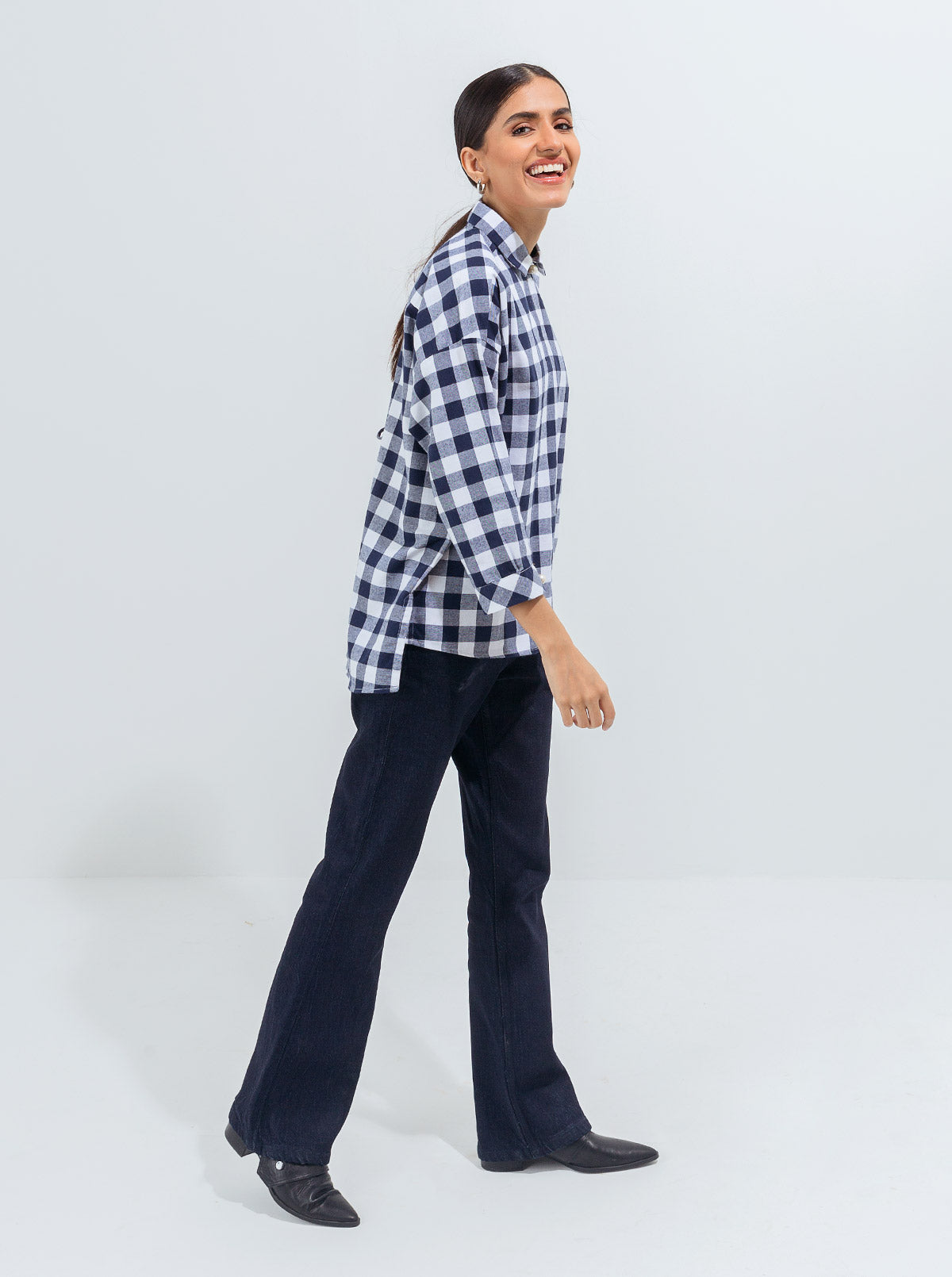 Beechtree - Flannel Check Pearl Button Top
