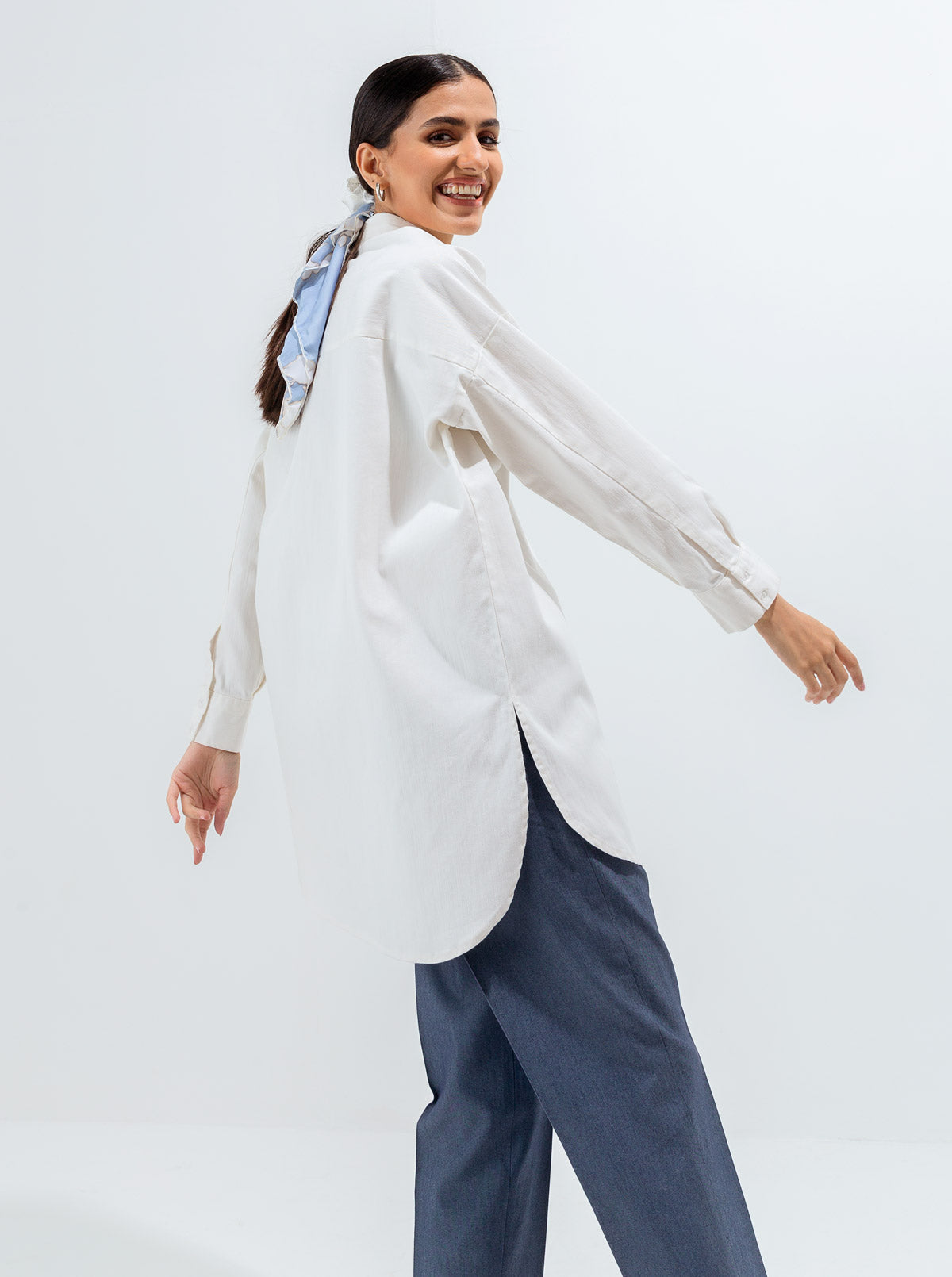 Beechtree - White Oversized Twill Button Down Shirt