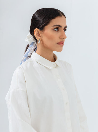 Beechtree - White Oversized Twill Button Down Shirt