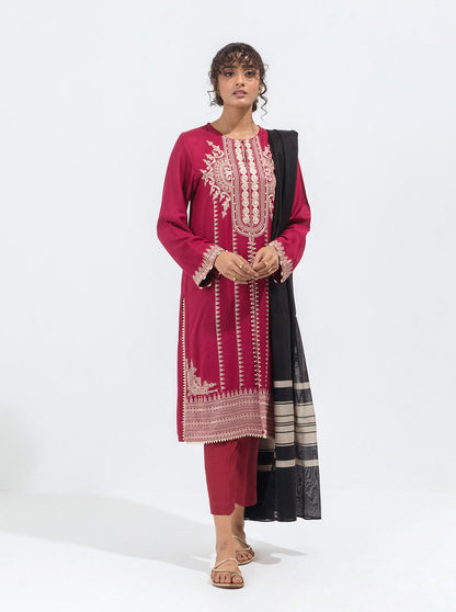 Beechtree - Embroidered Shirt With Dupatta
