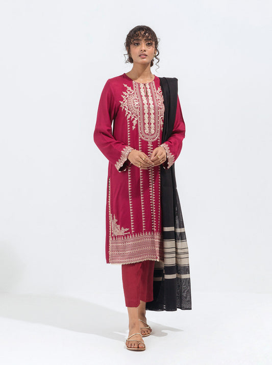 Beechtree - Embroidered Shirt With Dupatta