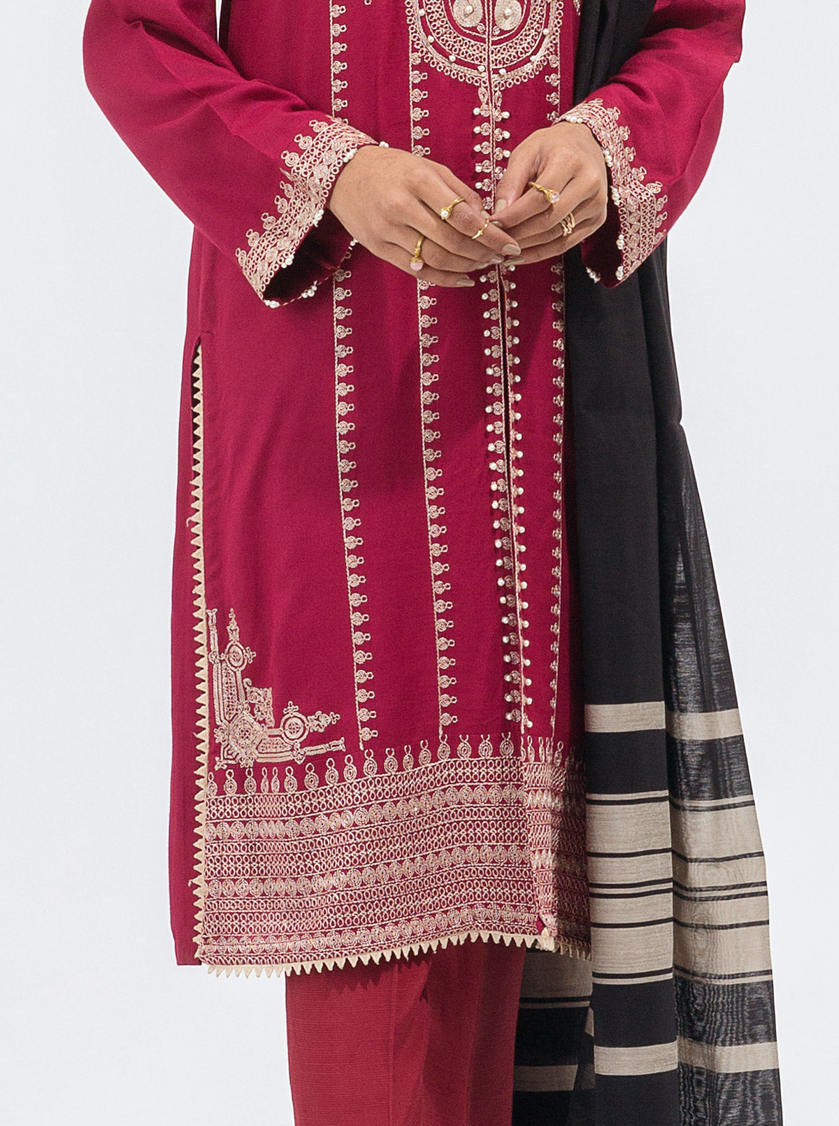 Beechtree - Embroidered Shirt With Dupatta