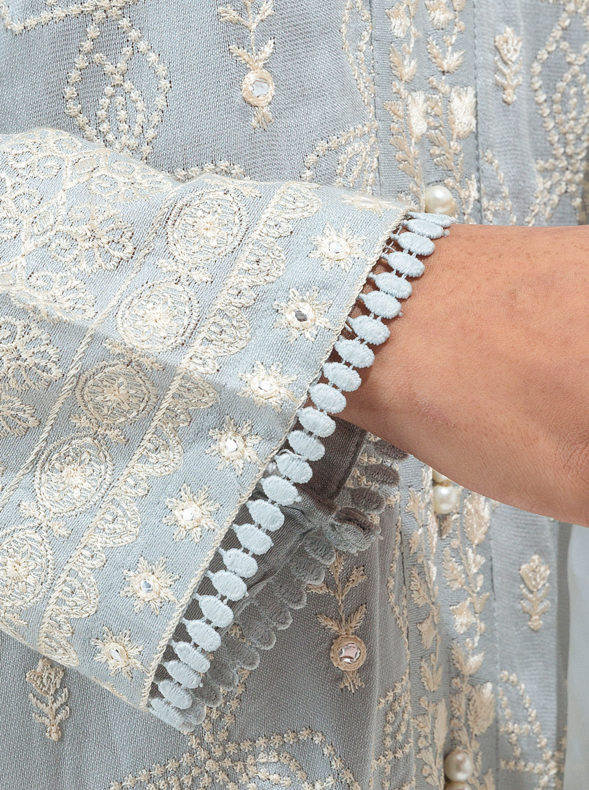 Beechtree - 2 PIECE EMBROIDERED COTTON NET SUIT (LUXURY PRET)