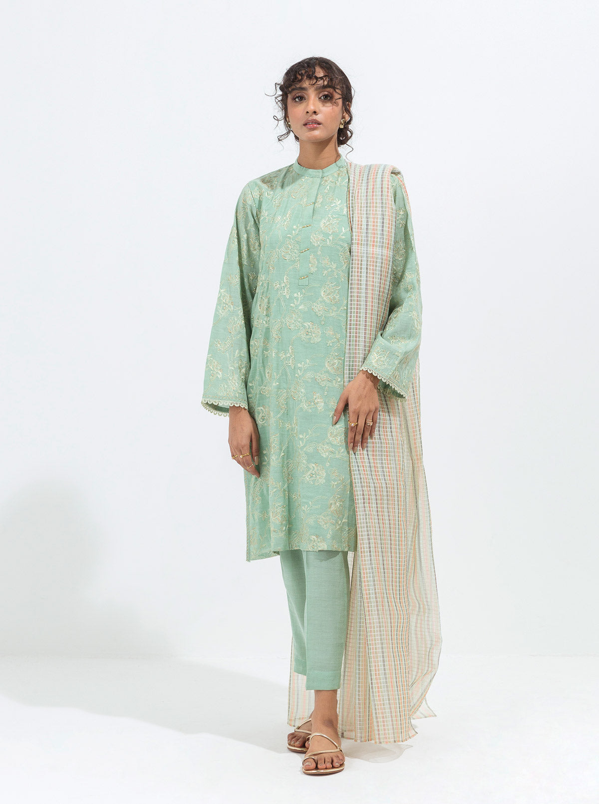 Beechtree - 2 PIECE EMBROIDERED PAPER COTTON SUIT (LUXURY PRET)