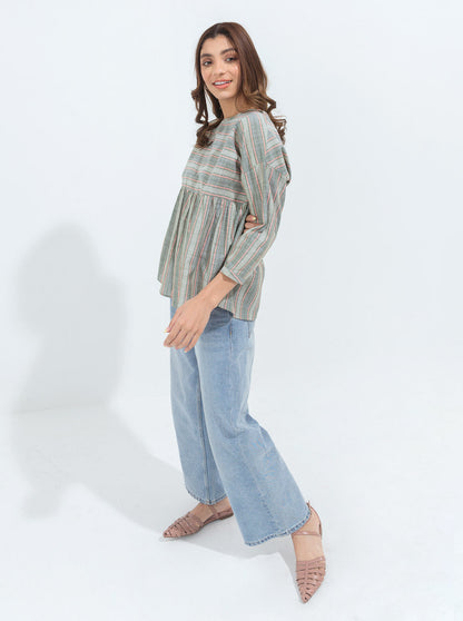 Beechtree - Green Striped Peplum Top