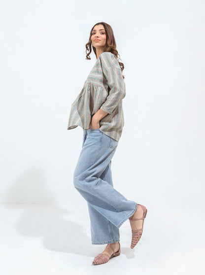 Beechtree - Green Striped Peplum Top