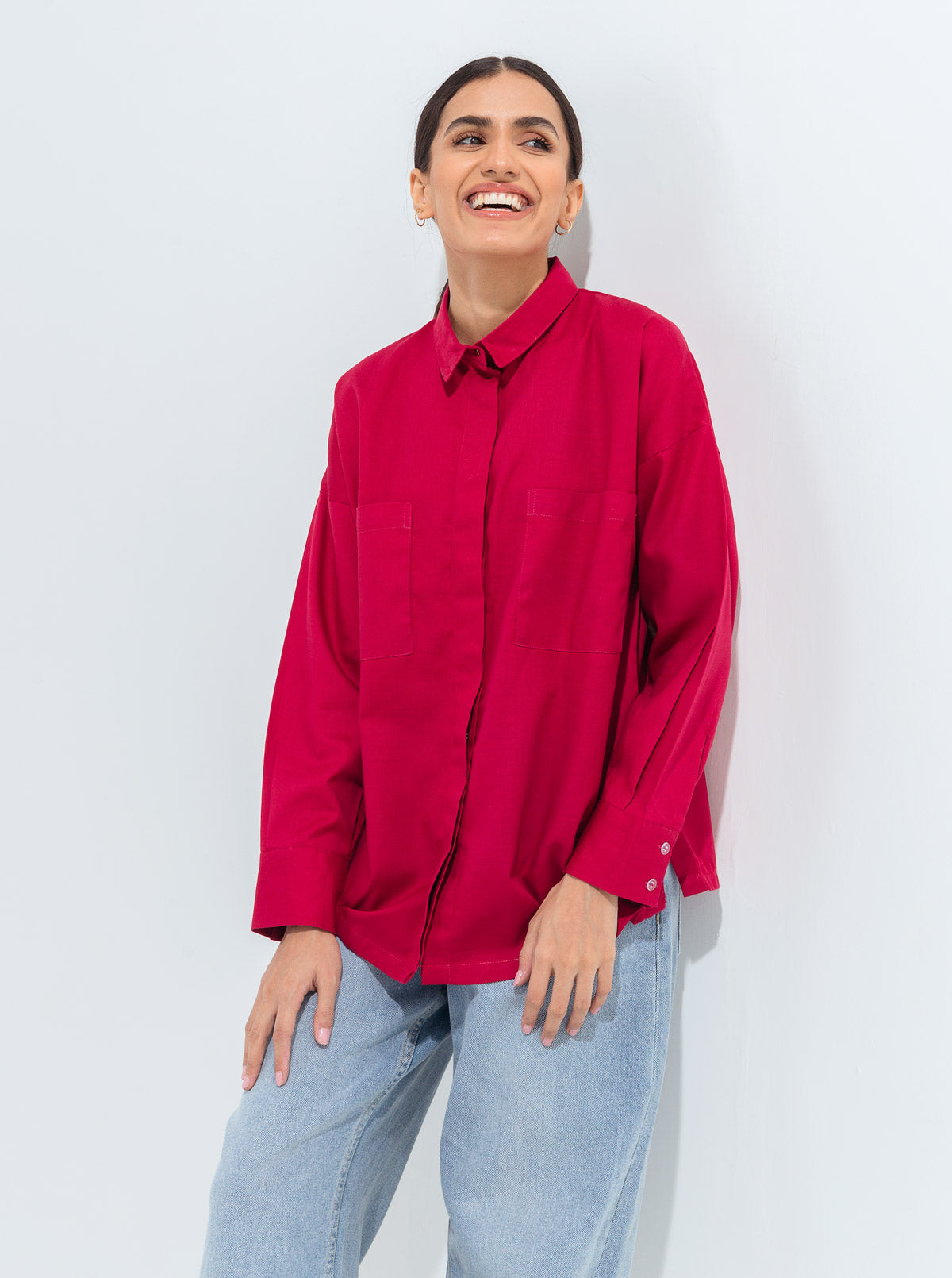 Beechtree - Pink Patch Pocket Twill Collar Shirt