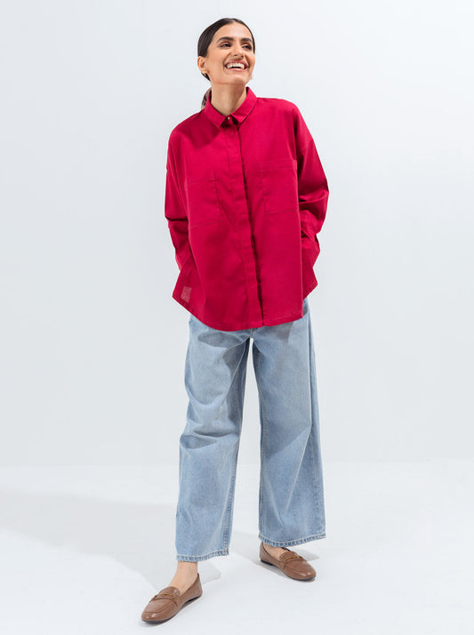 Beechtree - Pink Patch Pocket Twill Collar Shirt