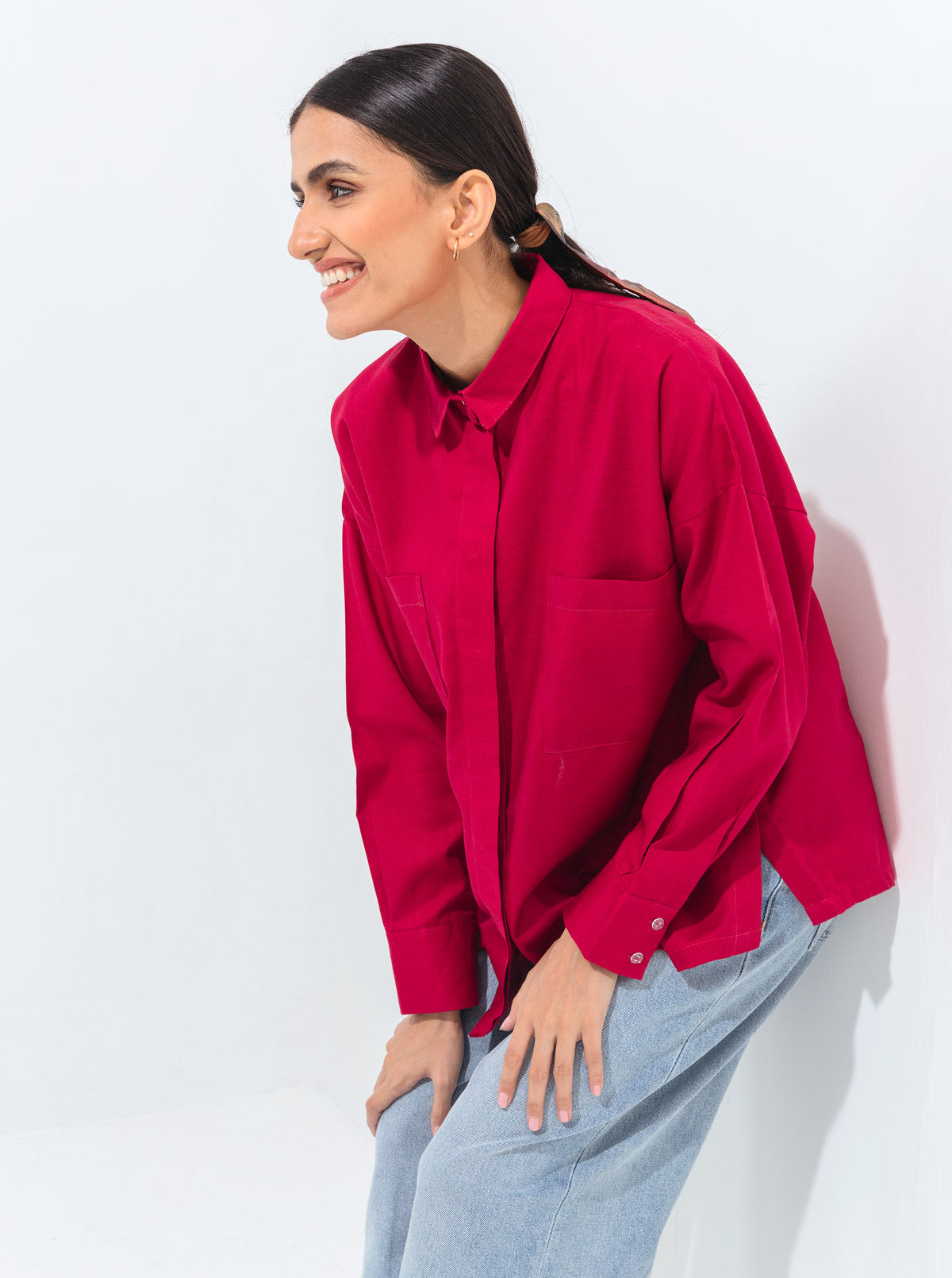 Beechtree - Pink Patch Pocket Twill Collar Shirt