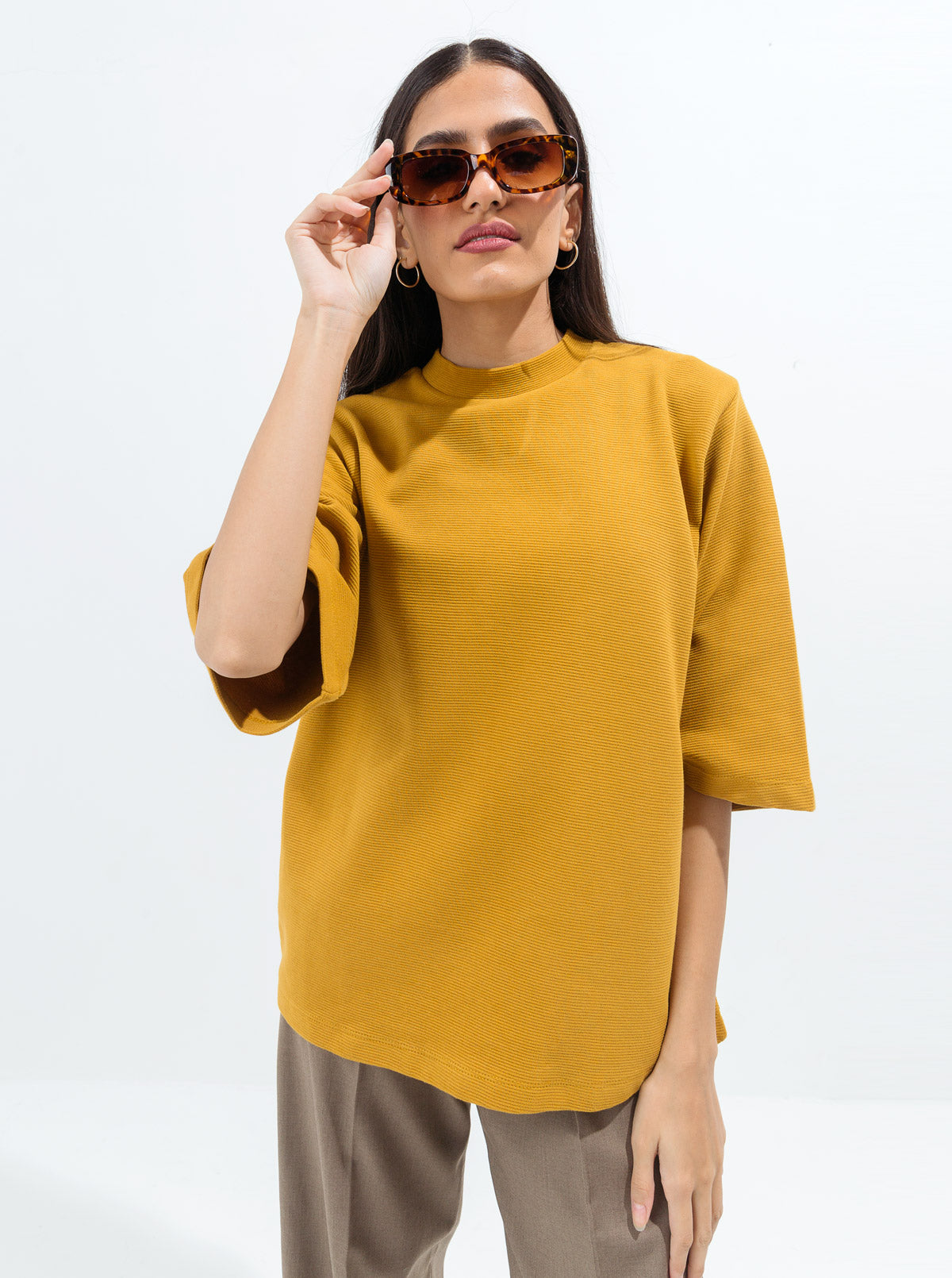 Beechtree - Mustard Textured Knit Top