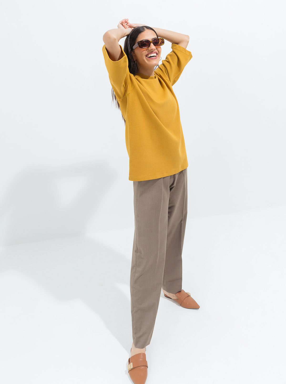 Beechtree - Mustard Textured Knit Top
