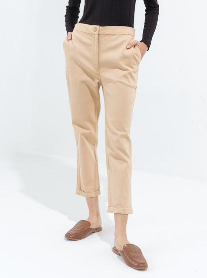 Beechtree - Cropped Stretch Beige Pants