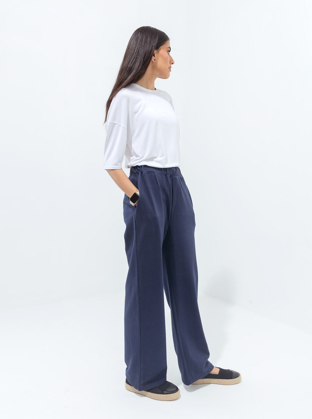 Beechtree - Navy Wide Leg Terry Pants