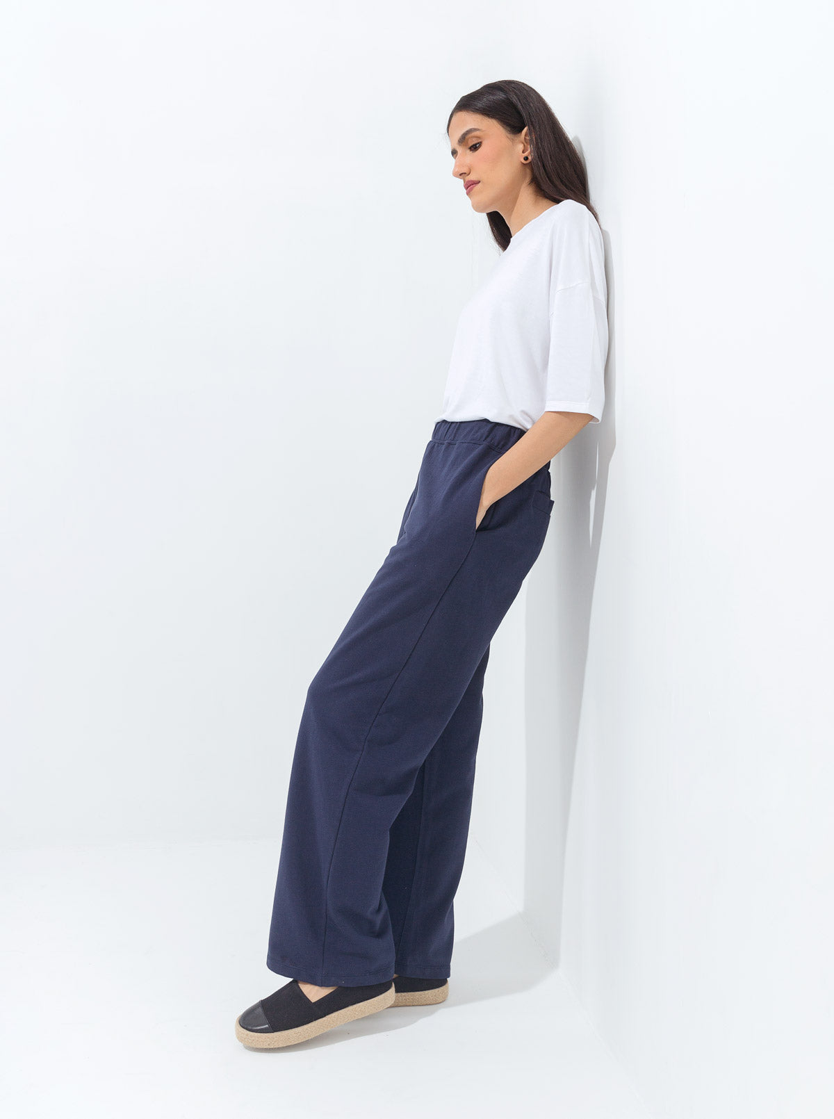 Beechtree - Navy Wide Leg Terry Pants