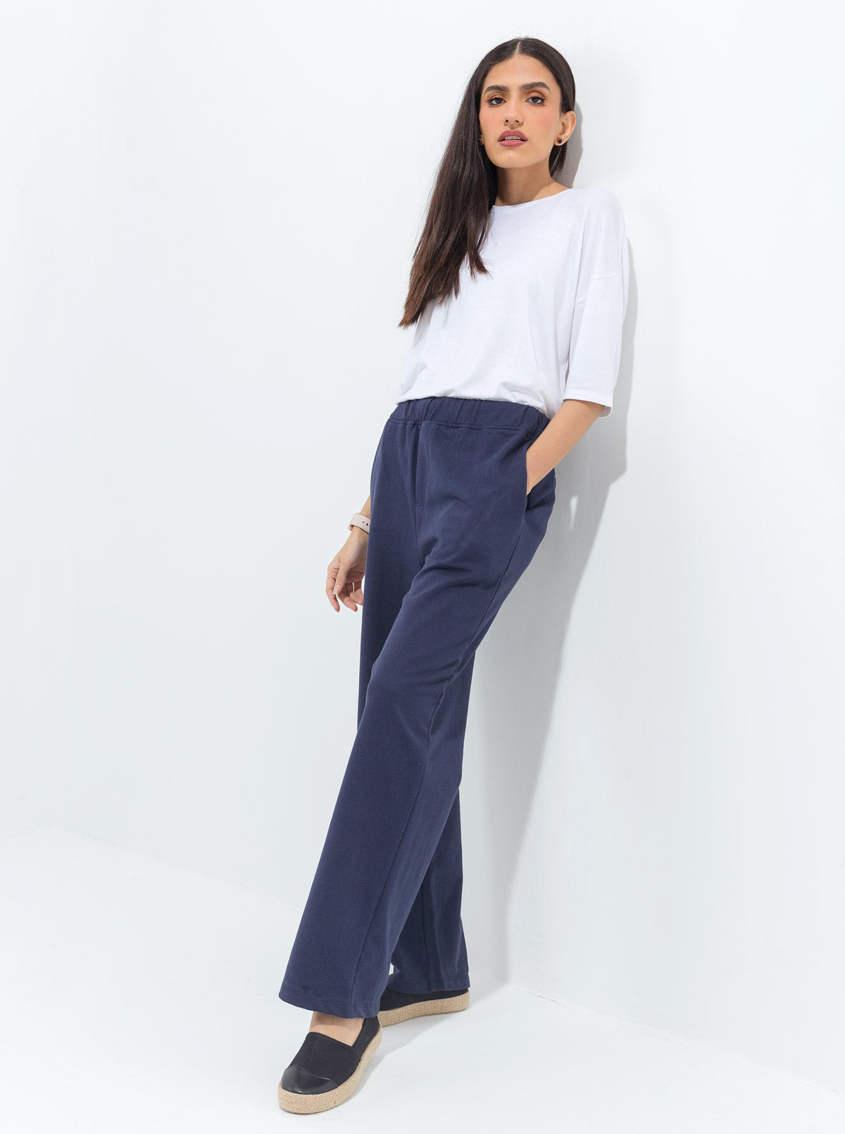 Beechtree - Navy Wide Leg Terry Pants