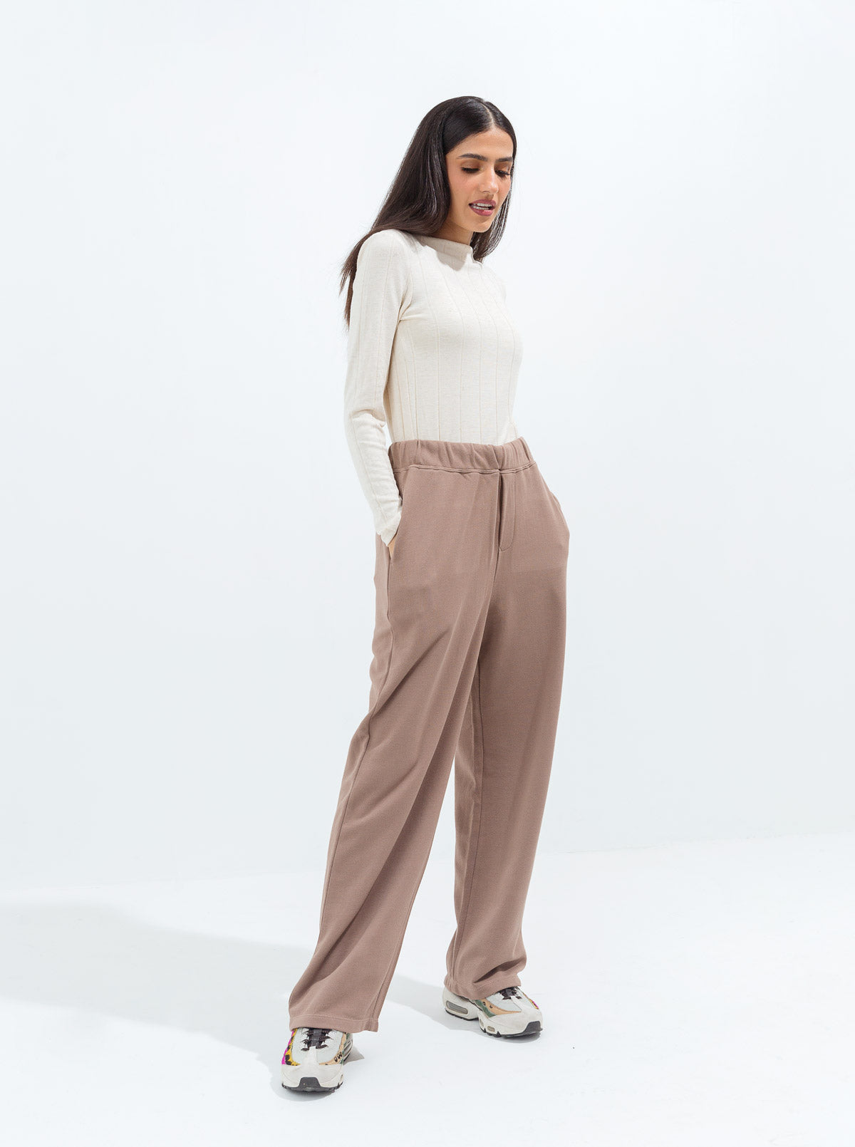 Beechtree - Brown Wide Leg Terry Pants
