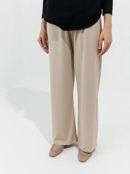 Beechtree - Beige Rib Wide Leg Pants