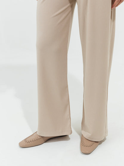 Beechtree - Beige Rib Wide Leg Pants