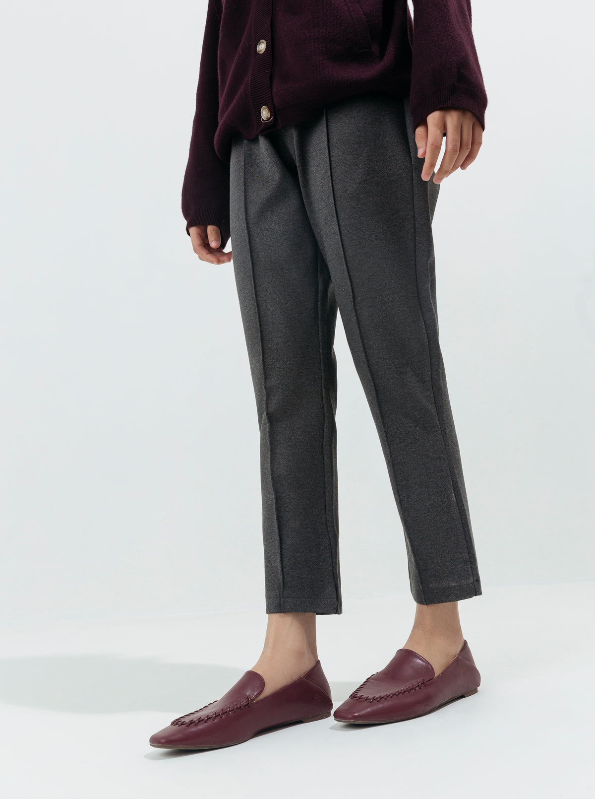 Beechtree - Melange Gray Bi-Stretch Straight Pants