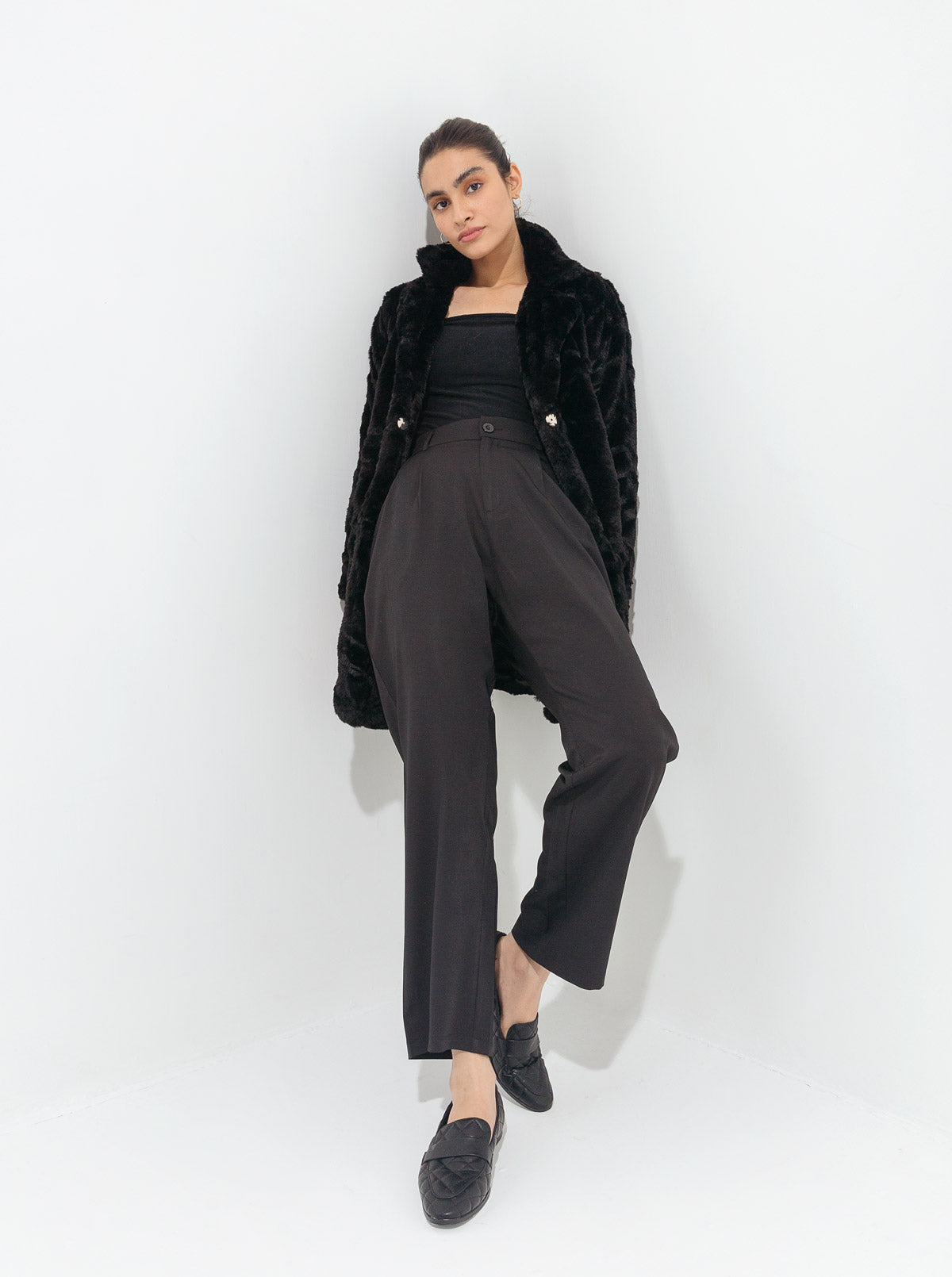 Beechtree - Black Faux Fur Jacket