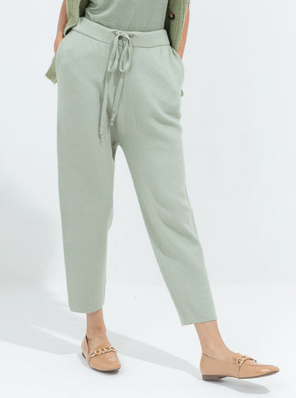 Beechtree - Jade Green Sweater Knit Straight Pants