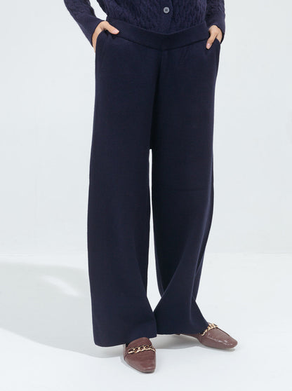 Beechtree - Blue Sweater Knit Wide Leg Pants