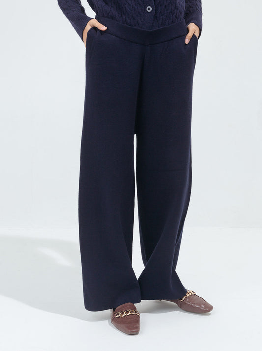 Beechtree - Blue Sweater Knit Wide Leg Pants