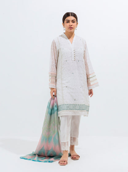 Beechtree - Embroidered Shirt With Dupatta