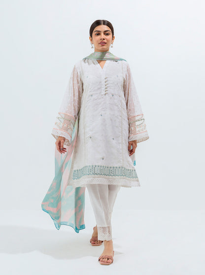 Beechtree - Embroidered Shirt With Dupatta
