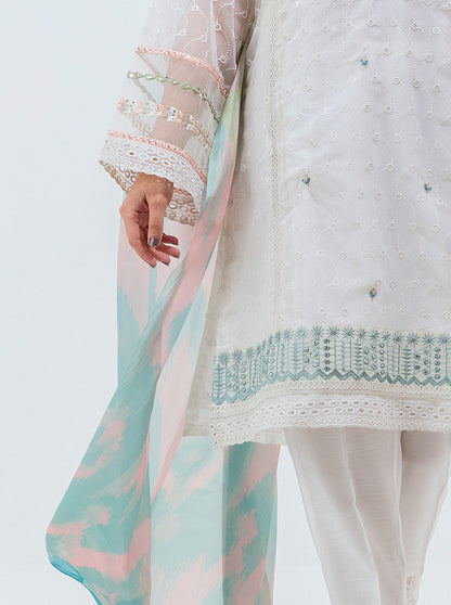 Beechtree - Embroidered Shirt With Dupatta