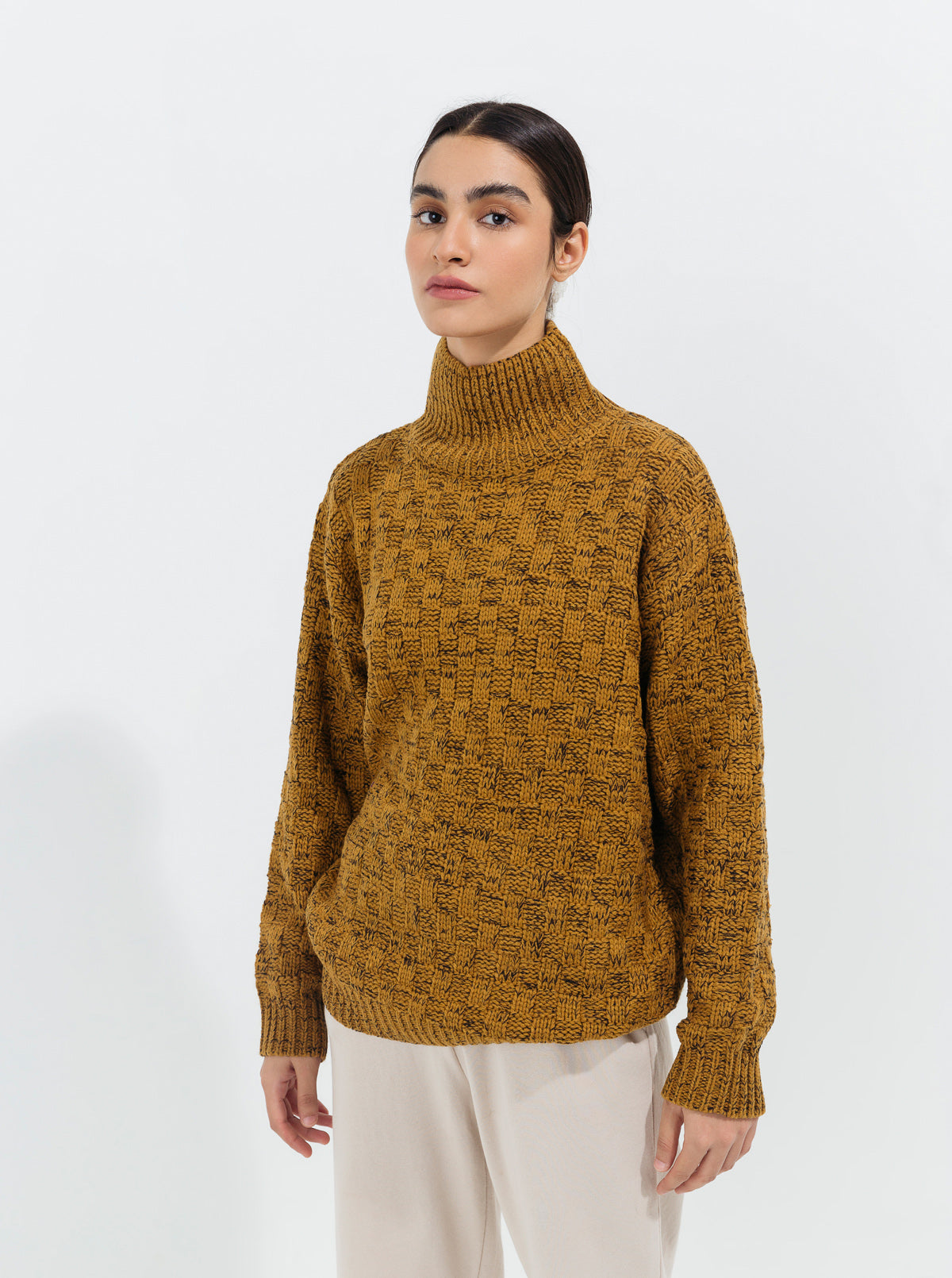Beechtree - Dark Mustard Pattern Knit Pullover